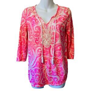 Lilly Pulitzer Holly 3/4 sleeve low v neck blouse